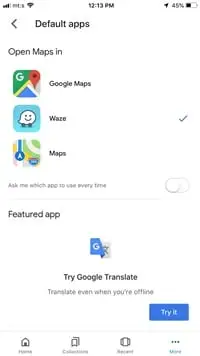 كيفية تعيين Waze كتطبيق التنقل الافتراضي على iPhone