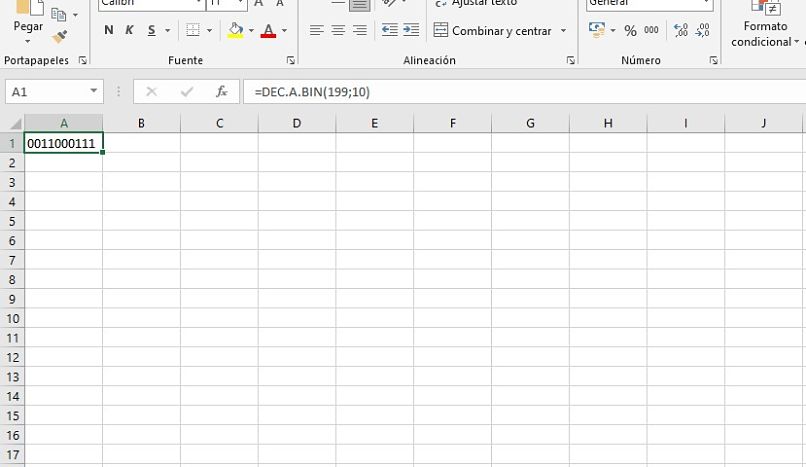 كيفية تحويل رقم عشري إلى ثنائي باستخدام الدالة DEC.A.BIN في Excel